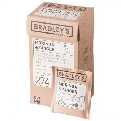 Bioloģiskā tēja BRADLEY'S ar moringu un ingveru, 25gab
