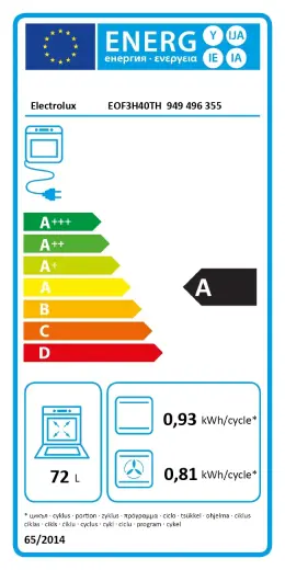 Electrolux cepeškrāsns, iebūv., 72L, melna Photo