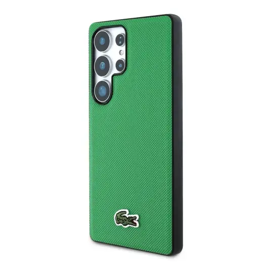 Lacoste Iconic Petit Pique Woven Logo MagSafe Case for Samsung Galaxy S25 Ultra Green