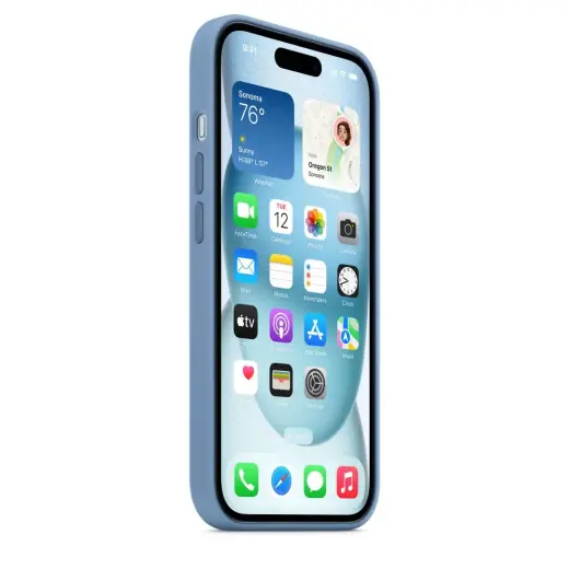 MT0Y3ZM|A Apple Silicone Magsafe Cover for iPhone 15 Winter Blue Foto 2
