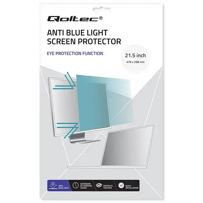 Qoltec Anti Blue Light Filter 21.5" | 16:9 | Eye protection | Anti Glare | Matt | for screen Foto 3