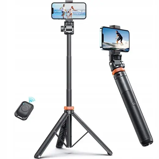 Tech-Protect L03S Bluetooth selfie stick with remote control, tripod up to 148cm and 180 head - white Photo