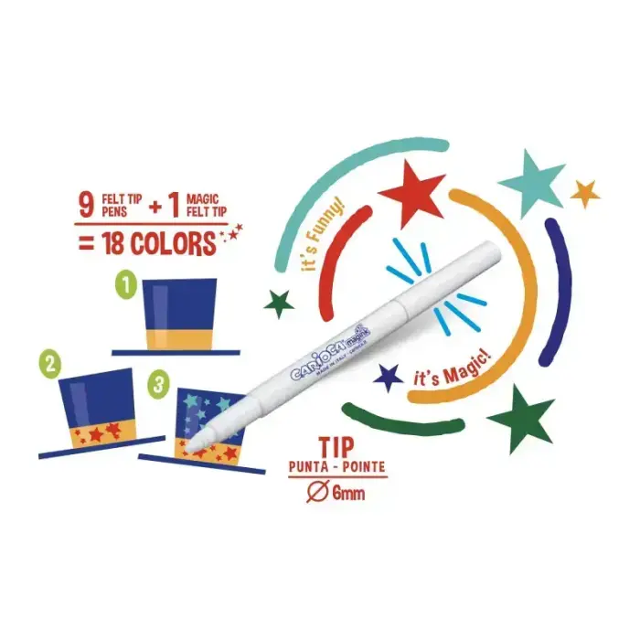 Flomasteri CARIOCA MAGIC, 9gab. + 1 burvju marķieris Foto 2