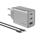 Зарядное устройство EcoFlow RAPID | 65W | PD, QC, GaN, PPS | USB-C, USB-A | с кабелем USB-A на USB-C в комплекте | серебристо-черное Фото num