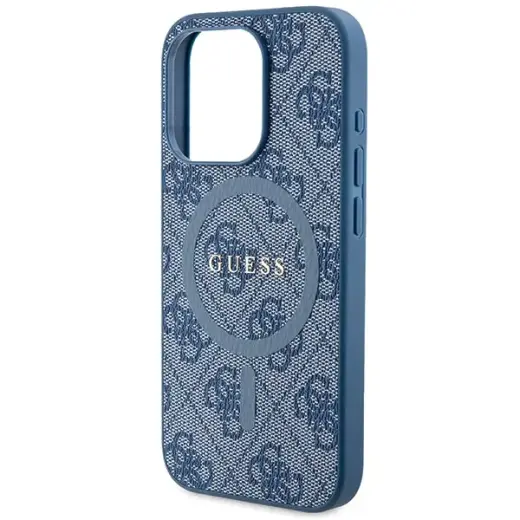 Guess GUHMP15XG4GFRB iPhone 15 Pro Max  6.7" niebieski|blue hardcase 4G Collection Leather Metal Logo MagSafe Photo