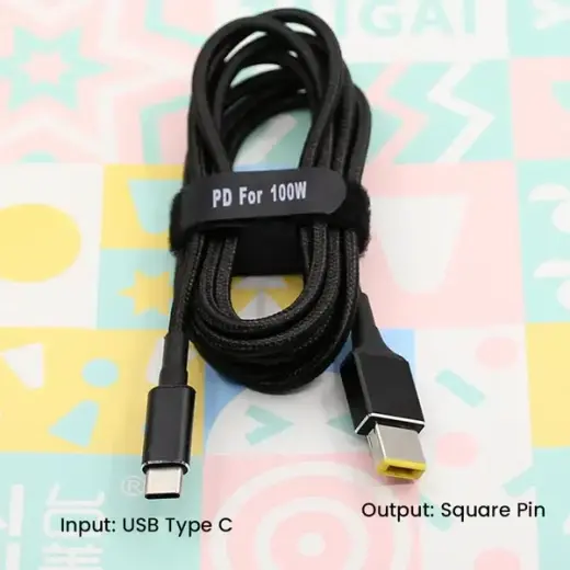 Fusion portatīvo datoru vads USB-C uz Lenovo SquarePin  | 18,5V-20V | 100W | 1,8m Foto 2
