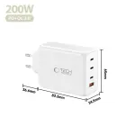 TECH-PROTECT NC200W-GAN 4-PORT NETWORK CHARGER PD 200W / QC3.0 WHITE Фото num