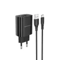 Borofone BN1 tīkla lādētājs | 10W | USB-A, USB-C | USB-A uz USB-C vads komplektā | melns Foto 4