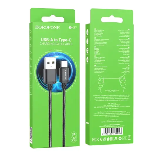 Borofone Cable BX87 Sharp - USB to Type C - 3A 1 metre black Photo