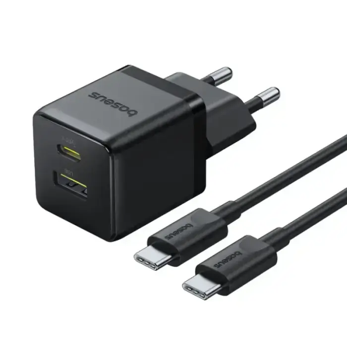 Зарядное устройство Baseus Palm | 30W | PD, QC | USB-A, USB-C | с кабелем USB-C в комплекте | чёрное