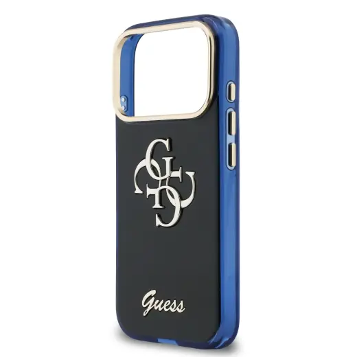 Guess IML 4G Script Metal Logo Case for iPhone 17 Pro Blue Foto 4