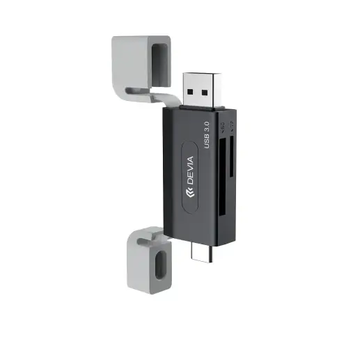 Devia card reader 2in1 EL240 USB/USB-C 3.0 black Foto 2