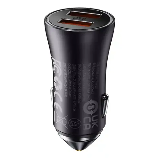 Baseus Golden Contactor Max car charger, 2x USB, 60W (gray) Foto 5