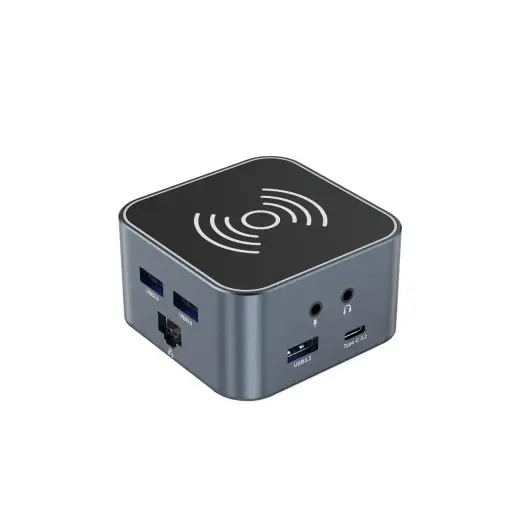 Hub USB-C 12 in 1 Wozinsky WHBC09Y8S multifunctional, with wireless charging function, aluminum, with 15 cm cable - gray Photo