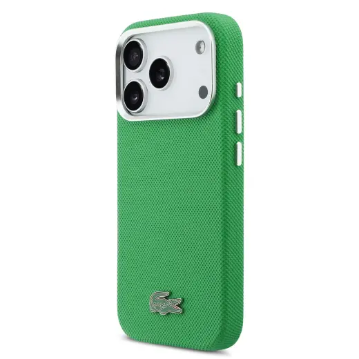 Lacoste Iconic Petit Pique Metal Logo MagSafe Case for iPhone 17 Pro Green