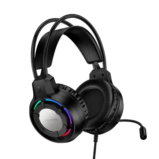 Borofone Headphones BO112 Wave gaming with microphone black Фото num