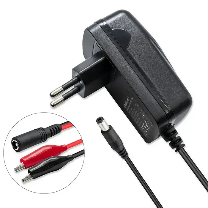 Qoltec Automatic charger for AGM GEL STD 12V battery | 1A | Rectifier with LED indicator Photo