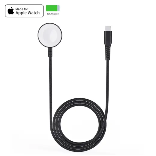 Choetech T319 MFI 5W wireless charger for Apple Watch + USB-C cable - black Foto 13
