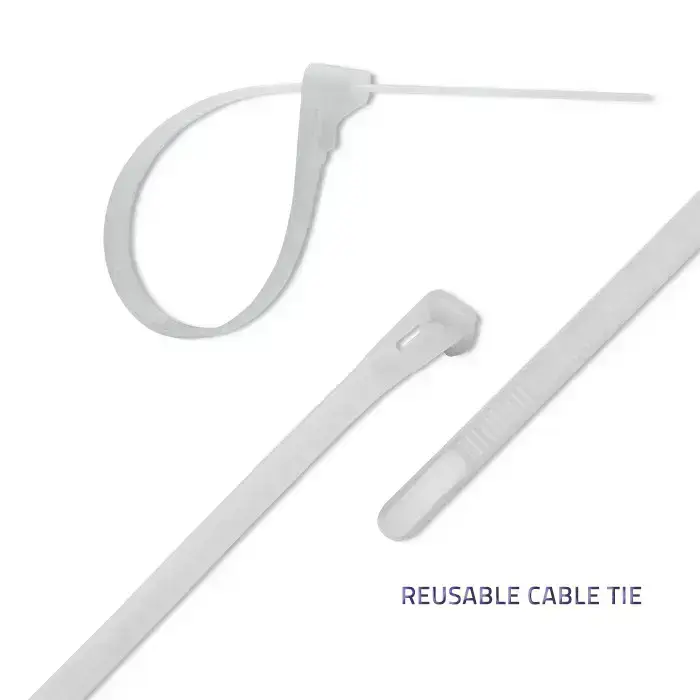 Qoltec Reusable Self-locking cable tie | 7.2*400 mm | Nylon UV | White Foto 7