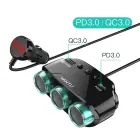 Car Cigarette Lighter Socket Splitter LM21 - 3 sockets + USB + Type C - QC 3.0 PD 3A 122W with display and cable Foto 2
