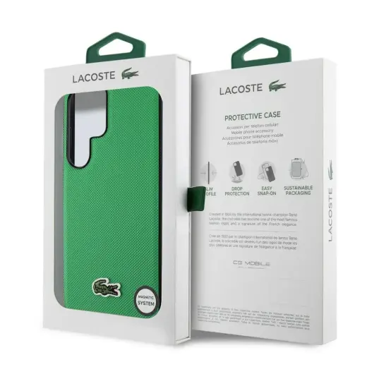 Lacoste Iconic Petit Pique Woven Logo MagSafe Case for Samsung Galaxy S25 Ultra Green Foto 6