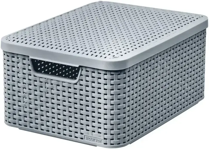 Box with lid Style M 39,3x29,3x18,7cm light grey
