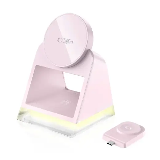 TECH-PROTECT QI15W-A43 3IN1 MAGNETIC MAGSAFE WIRELESS CHARGER BABY PINK Фото num