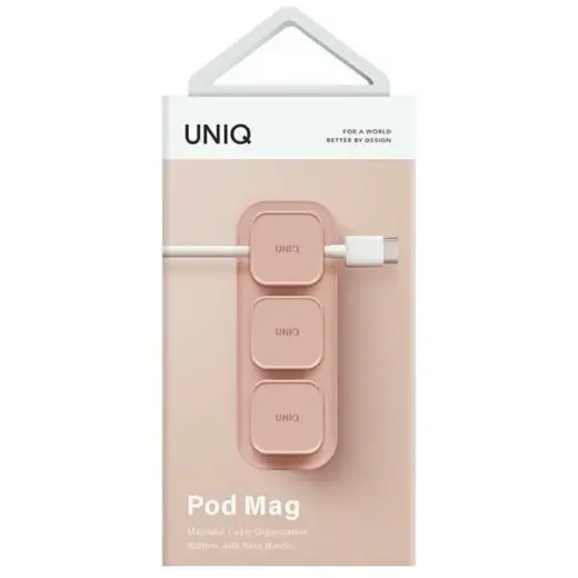 UNIQ Pod Mag magnetyczny organizer do kabli + baza różowy|blush pink Photo