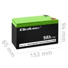 Qoltec AGM battery | 12V | 9Ah | Maintenance-free | Efficient| LongLife | for UPS, security Foto 8