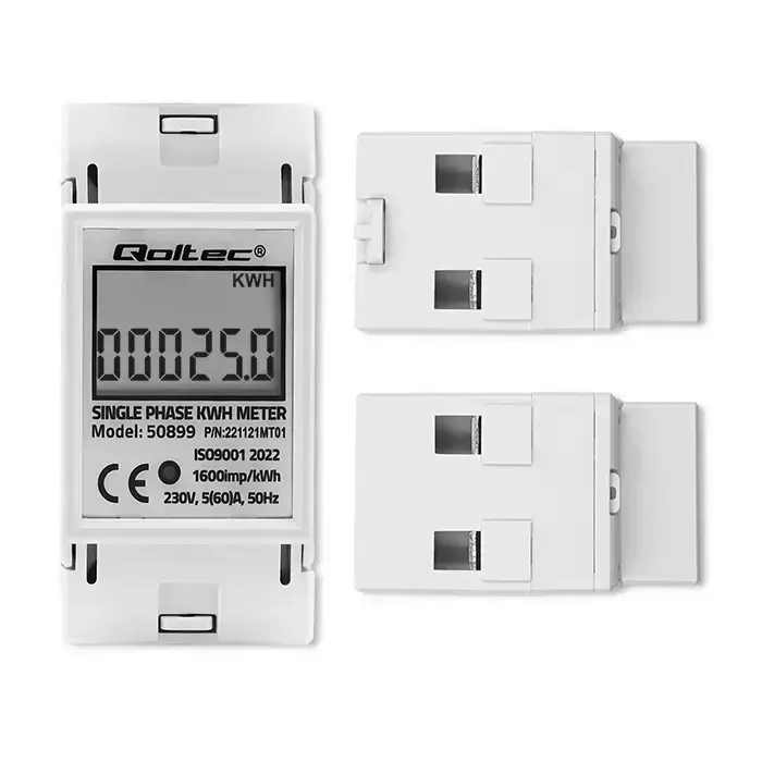 Qoltec Single phase electronic energy consumption meter | 230 V | LCD | 2P | DIN rail Фото num