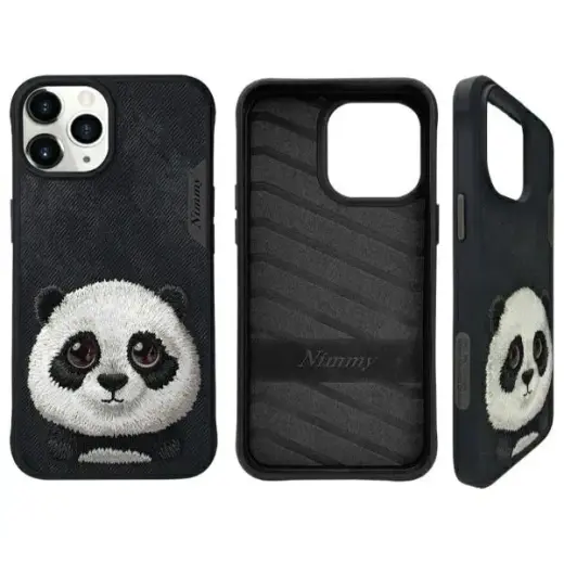 Nimmy etui iPhone 15 Pro 6.1"             czarny|black Big Eyed Pet 2.0 Panda Photo