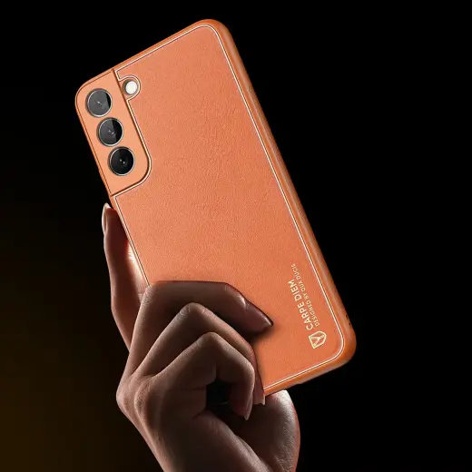 Dux Ducis Yolo elegant cover made of ecological leather for Samsung Galaxy S22 + (S22 Plus) orange Фото num