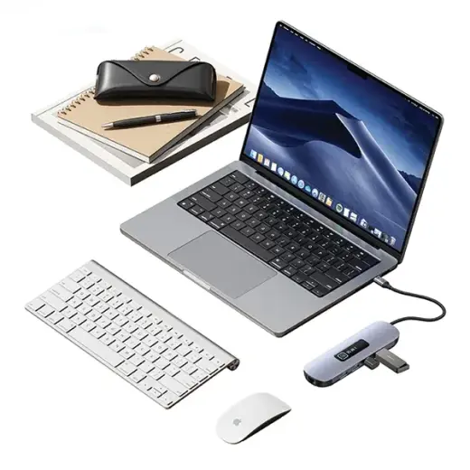 USAMS Adapter HUB 10w1 3xUSB 3.0|TF|SD| USB-C|HDMI|RJ45|VGA PD100W szary|tarnish SJ644HUB01 (US-SJ644) Фото num