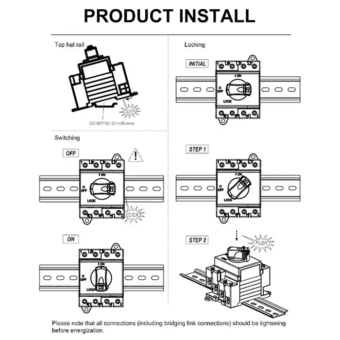 Qoltec DC isolator with locking function | Main switch | 1200V | 32A | 8kV | 4P Foto 14