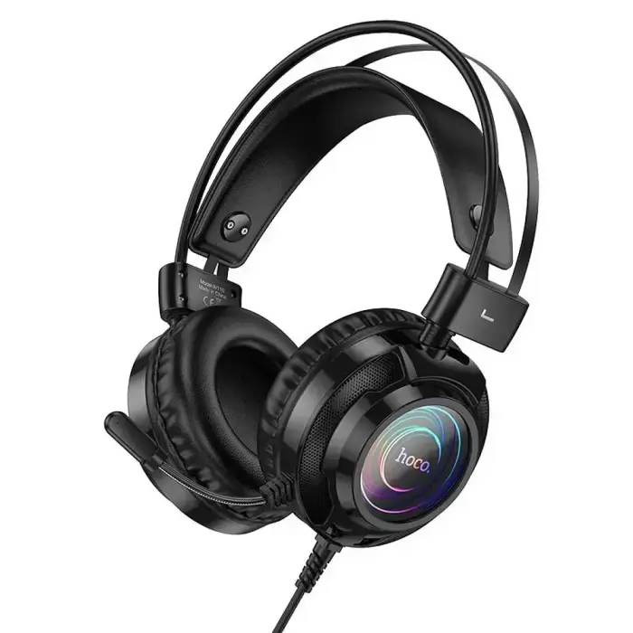 Wire headphones USB A + Jack 3,5 mm Hoco gaming 2 m W110 black