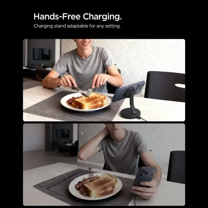 SPIGEN EF151MS ESSENTIAL MAGNETIC MAGSAFE WIRELESS CHARGER 15W BLACK Фото num