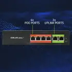 Qoltec FAST Ethernet PoE SWITCH | 4x RJ45 PoE | 2x RJ45 Uplink | 65W | 10/100 Mb/s Foto 7