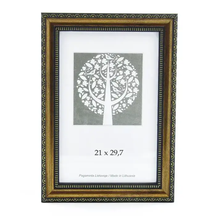 Foto rāmis, plastmasas, A4, 21x29,7 cm, brūnā krāsā ar ornamentu