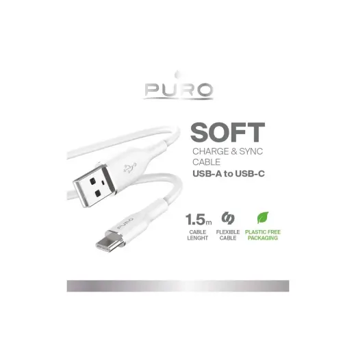 Puro Soft data transfer and charging cable | USB-A to USB-C | 18W | 1.5m | white Photo