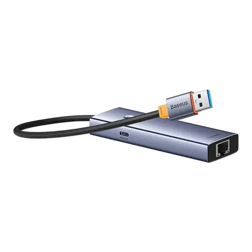 Hub Baseus UltraJoy Series Lite 4-Port (USB to USB 3.0*3+RJ45*1+USB-C 5V) (gray) Foto 6