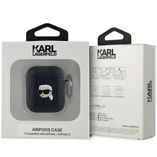 Karl Lagerfeld KLA2PGKIPK AirPods 1|2 cover czarny|black Monogram Karl Head Foto 3