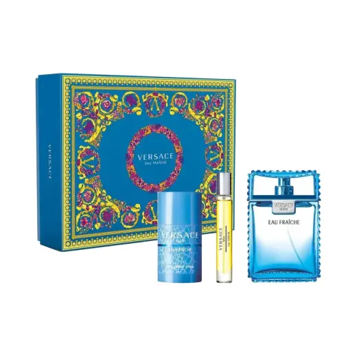 Set Versace: Eau Fraiche, Eau De Toilette, For Men, 100 ml + Eau Fraiche, Eau De Toilette, For Men, 10 ml + Eau Fraiche, Deodorant Stick, For Men, 75 ml Foto 1