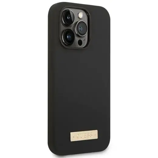 Guess GUHMP14XSBPLK iPhone 14 Pro Max 6,7" czarny|black hard case Silicone Logo Plate MagSafe Фото num