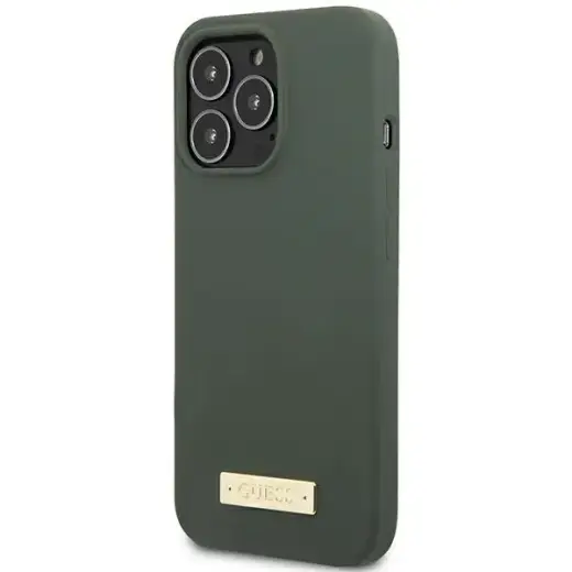 Guess GUHMP13LSPLA iPhone 13 Pro | 13 6,1" zielony|khaki hard case Silicone Logo Plate MagSafe Foto 2