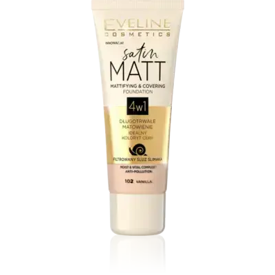 Eveline Satin Matt Mattifying and Covering Foundation 4in1 101 Ivory 30 Ml Foto 1