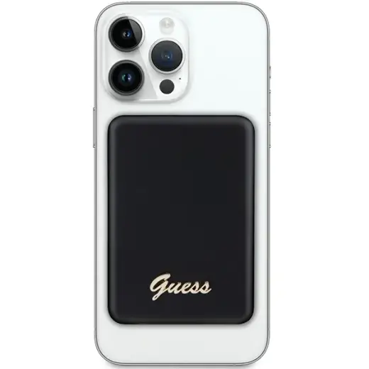 Guess GUPBM5ALGSGK Metal Script Logo ārējais akumulators (powerbank) | 5000 mAh | 15W | MagSafe | melns Foto 2