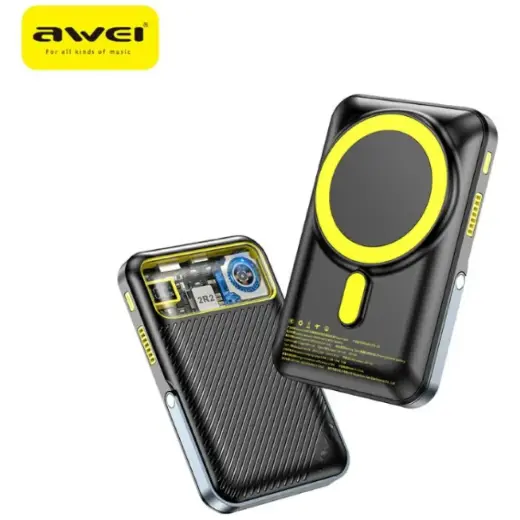 Awei PA-10 external battery (powerbank) | 10000 mAh | 20W | USB-C, Lightning, MagSafe | black