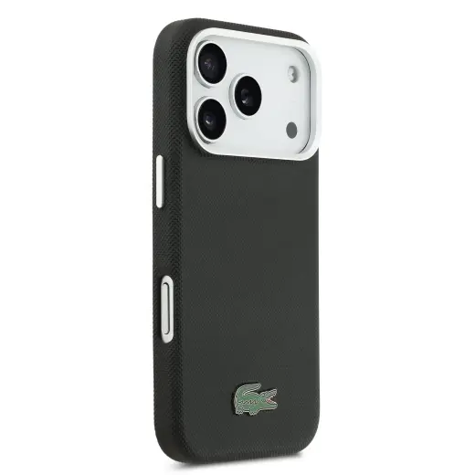 Lacoste Iconic Petit Pique Metal Logo MagSafe Case for iPhone 17 Pro Black Foto 3