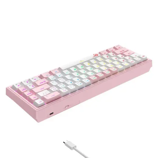 Havit KB874L RGB Mechanical Gaming Keyboard (pink and white) Фото num
