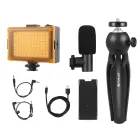 Puluz live recording set tripod + LED light + microphone + phone clip PKT3132B Foto 2